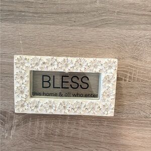 Floral White Blessing Plaque